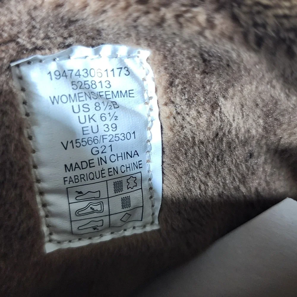Lands End Womens Brown Suede Nylon Front Zip Winter Boots 525813 Size 8.5 B